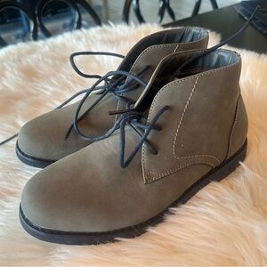 Gray Suede Lace-Up Desert Boots